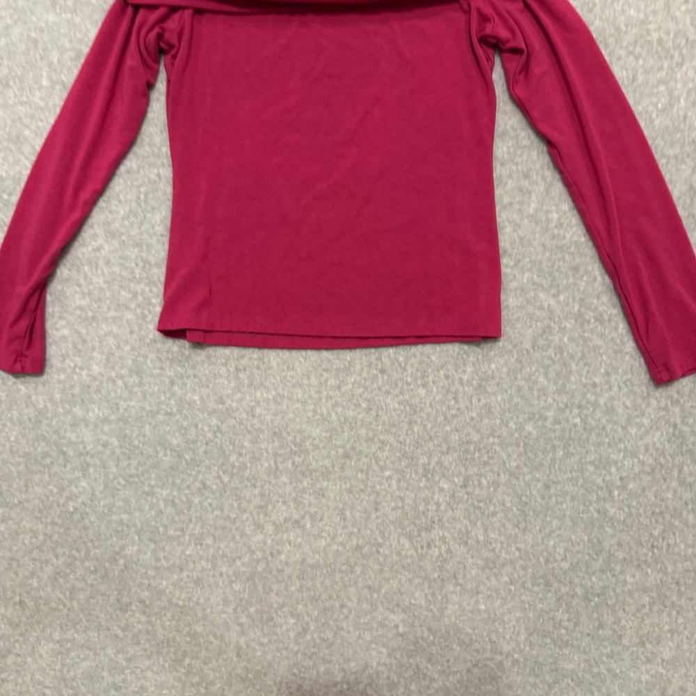 Y2K Magenta Off The Shoulder Long Sleeve Top Draped Neckline Pink Size L - Picture 9 of 10